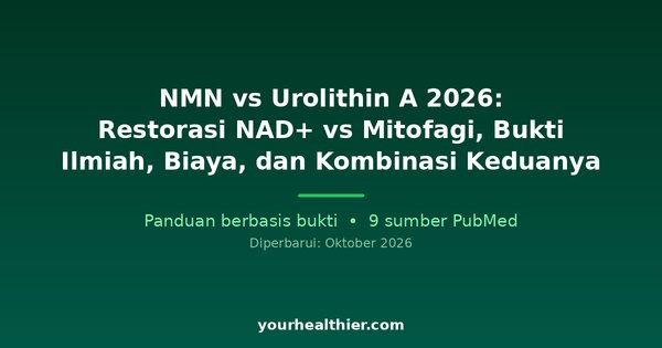 NMN vs Urolithin A 2026: Restorasi NAD+ vs Mitofagi, Bukti Ilmiah, Biaya, dan Kombinasi Keduanya