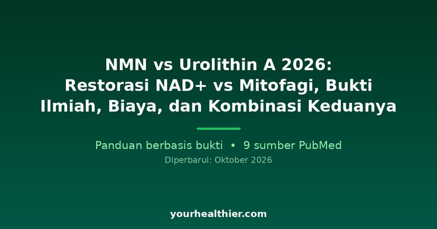 NMN vs Urolithin A 2026: Restorasi NAD+ vs Mitofagi, Bukti Ilmiah, Biaya, dan Kombinasi Keduanya